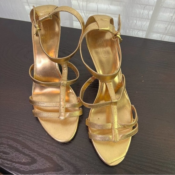 Coach, metallic gold strap he sandals, size 8 B. #002 - Picture 7 of 13